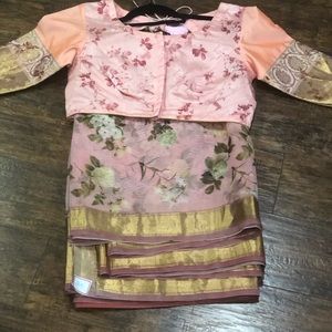 Pure organza floral saree with Kanchi border